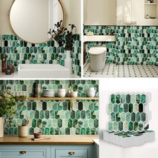 10-Sheet Peel and Stick Wall Tile, Green Stick on Tiles Backsplash for Kitchen