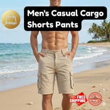 Mens Casual Chino Cargo Shorts Pants Multi Pockets Fashion Summer Beach Trousers