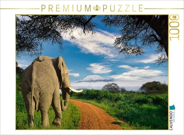 Calvendo Puzzle Elephant And Kilimanjaro | 1000 Pieces, Finished Size 25.2 × 18.-image
