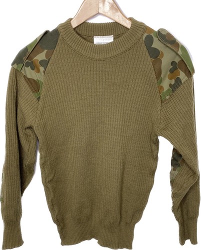 Army sweater Jumper size XS khaki green camouflage Elegant Knitting Wool blend