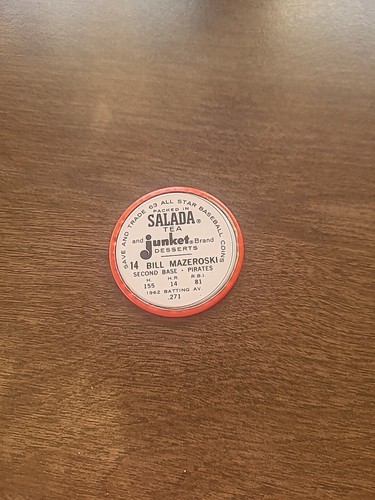 Nice Vintage 1963 Salada Tea Bill Mazeroski Metal Baseball Coin #14. C00035 - Picture 2 of 2
