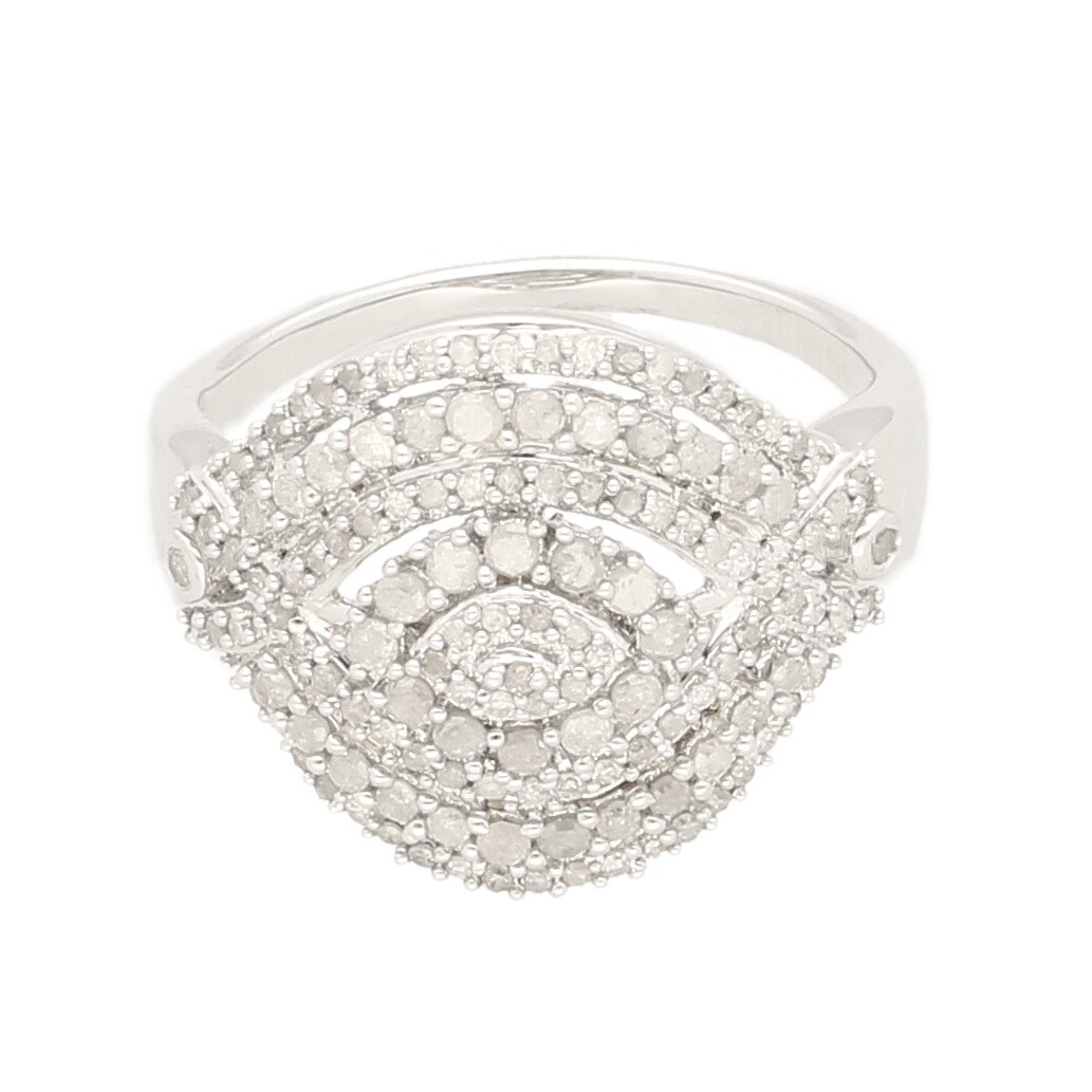 Sterling Silver 1.00ct Diamond Cluster Ring (Size P 1/2) 17mm Widest