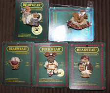 Vintage 5 Boyds Bearwear Folkwear Resin Pins All Different 1994-2000