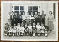 Vtg October 1957 Cute Kindergarten Class Photo  Oceanside NY B & W 5" x 7"