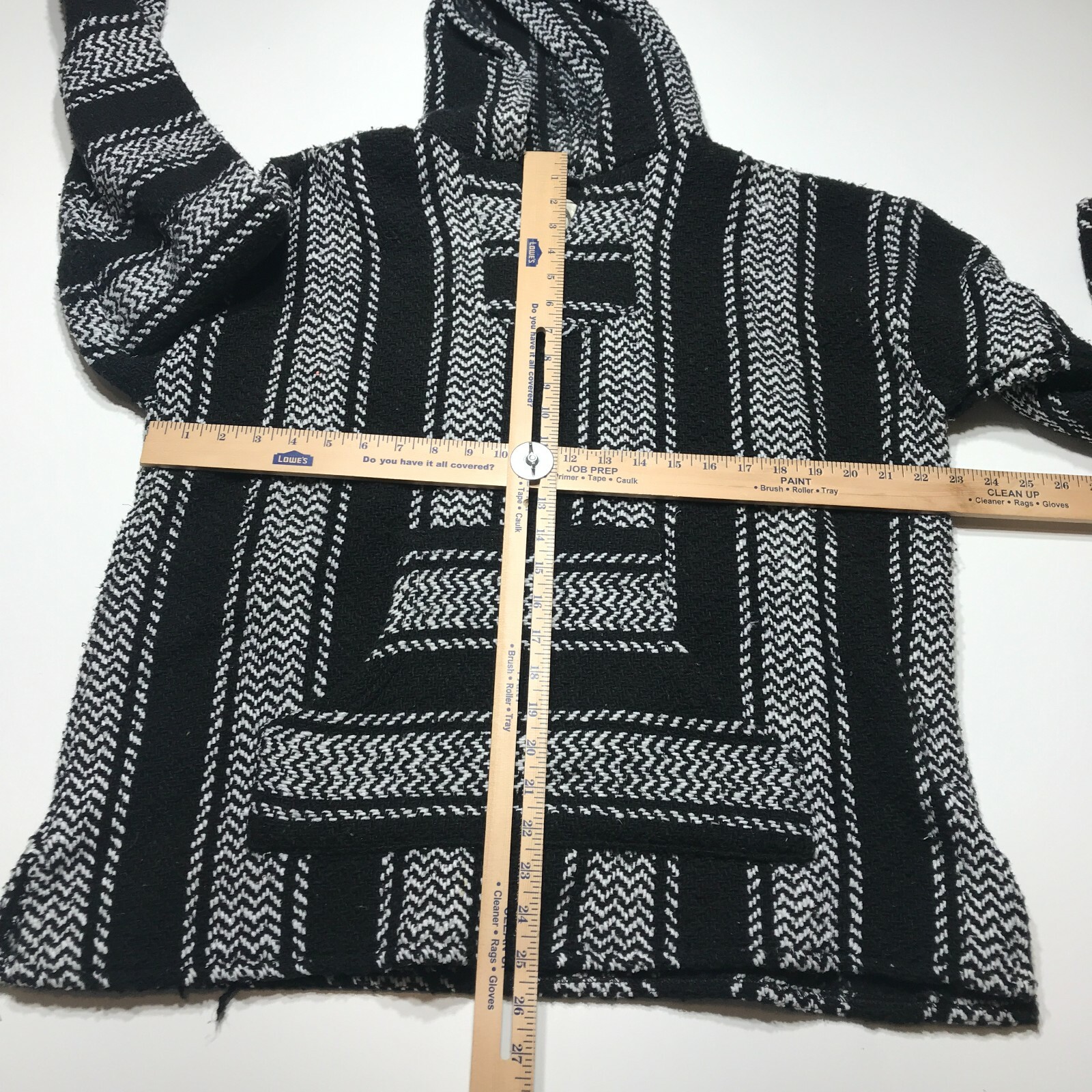 Baja Joe Sweater Mens Size Small Hooded Baja Black White Kangaroo Pocket eBay