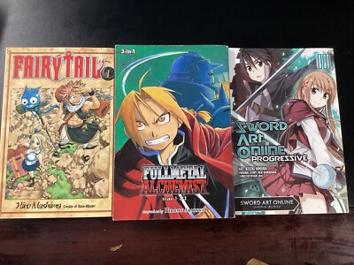 Manga Lot #3 (FMA, Fairy Tail, SAO) Fullmetal Alchemist 3 in 1  Sword Art Online