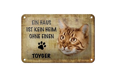 Tin Sign 18cm x 12cm Cats Sign: Toyger Cat