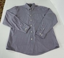 Eddie Bauer Relax Fit Wrinkle Resist LS Stripe Button Down Shirt Men M Runs Big