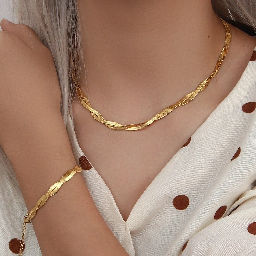 waterproof 18k gold necklace for women