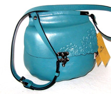 Patricia Nash Blue Grass Tooled Floral Leather Veneto Crossbody Bag NWT 169