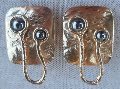 Paire De Boucles D'Oreilles Clips Vintage – Métal Doré, Sans Marque