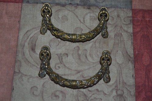 2 antike Vintage Schublade Ziehgriffe Kommode Messing ~ Western Equestrian