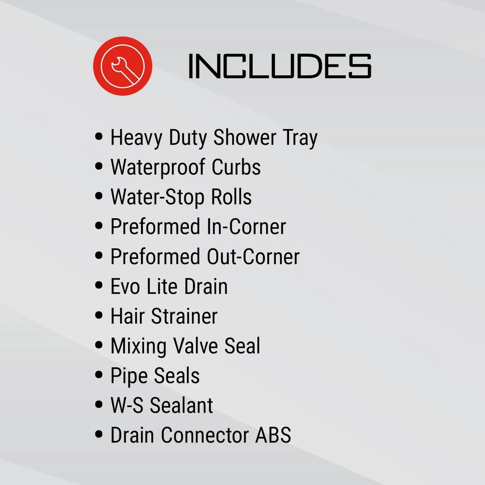 Kit de chuveiro GURU USA SuperKit, bandeja resistente Evo Lite dreno de aço inoxidável 36" x 60" - Imagem 2 de 4