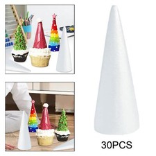 30Pcs Cone Foam Craft White Polystyrene Cones Decors Kids Foam Tree Cones