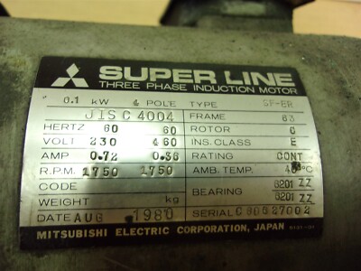 Mitsubishi Super Line 3-Phase Induction Motor JIS C 4004 *FREE