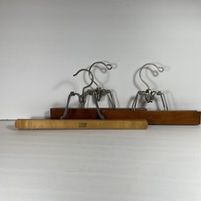 Lot of 3 Vintage Wooden Pants Skirt Hangers Clamp style - Setwell Made In USA