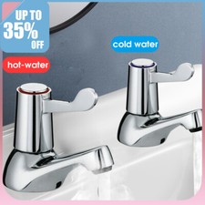 2X Twin Taps Set Hot and Cold Pair Tap Traditional Bath Bathroom Basin Sink NEW