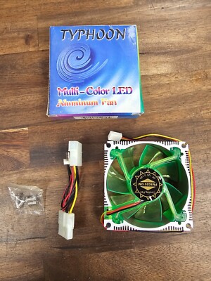 Typhoon Multi-Color LED 80mm Aluminum Case Fan 12V PC Cooling Fan 3-Pin & Molex
