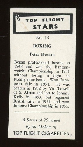 1959 Top Flight Stars Boxing #13 Peter Keenan VG - Picture 2 of 2