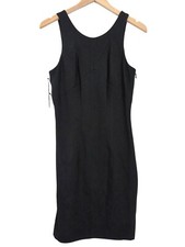Ali & Jay Seamed Ponte Sheath Dress Women L Black Cutout Back Sleeveless Event