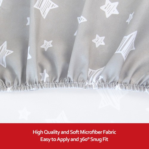 Pack N Play Fitted Sheet Stretchy Soft Playard Cover 2 Pack Gray & White 39"x27" - Afbeelding 2 van 7