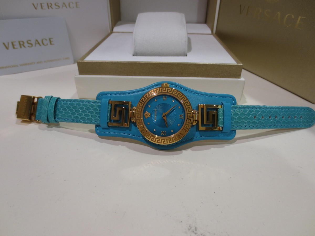 New Versace women watch VLB080014 Versace Aqua Blue Rose Gold Plated Stainless Steel Leather V  main image 3