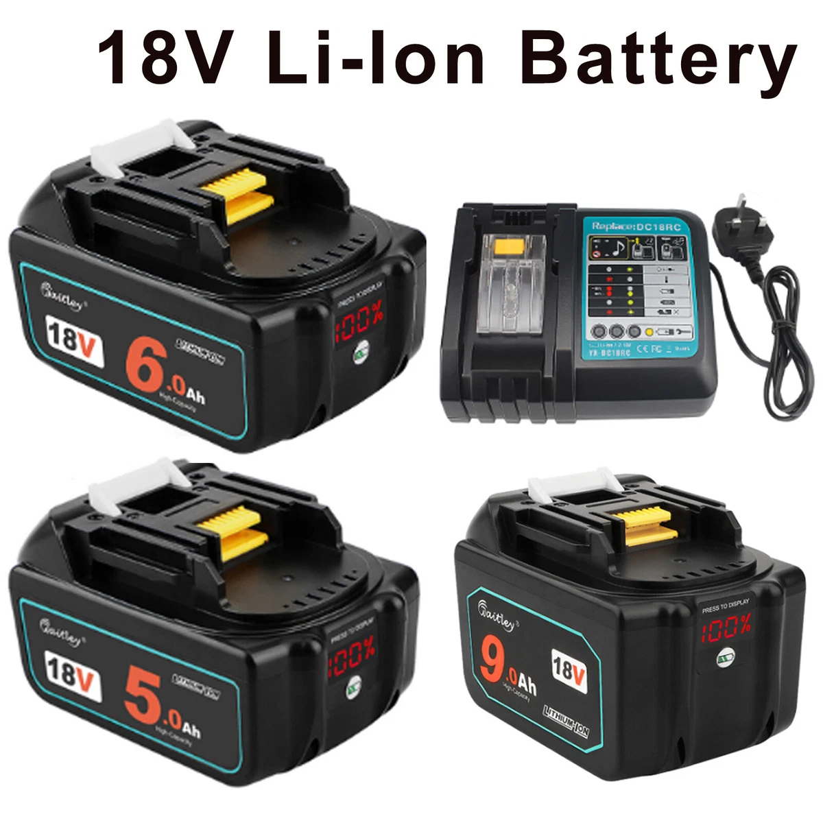 BL1830 18V 5Ah 6Ah 9Ah Li ion Battery Charger for Makita BL1840