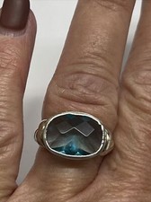 Sterling Silver Blue Stone Ring Size 7