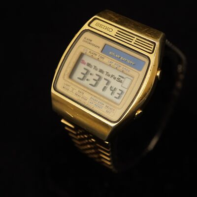 セイコー　ヴィンテージウォッチ　A156-5010　アラームクロノグラフソーラー Vintage Seiko A156-5010 Gold Tone Solar Powered Chronograph