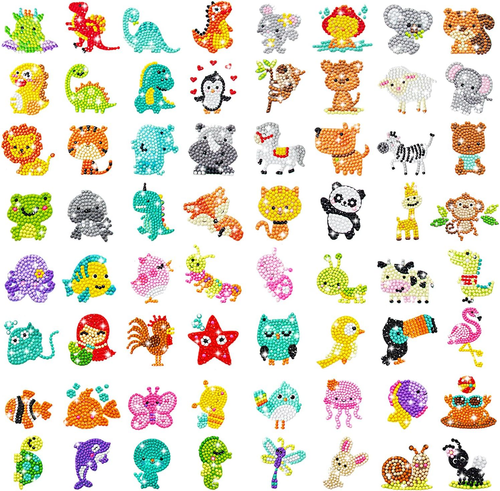 Diamond Art Kits for Kids, 64 Pcs Diamond Art Stickers Crafts for Kids Ages 4-6- - Picture 9 of 12