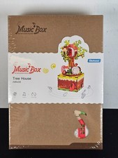 Robotime Tree House DIY 98 Piece 3D Wooden Music Box Puzzle 7-3/4-Inch AM408