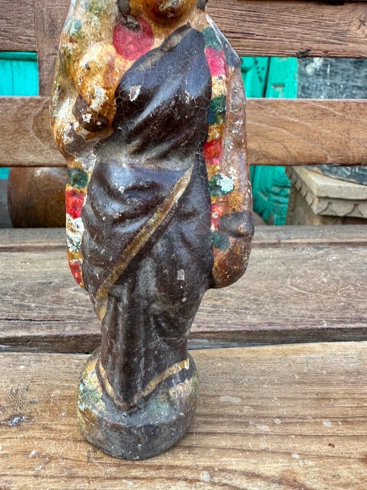 Figura de diosa pintada de terracota original antigua rara del siglo XIX Foto 4 de 4