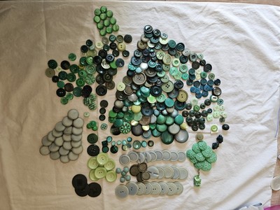 Large Lot Of Grey/Green Vintage Buttons Nearly A Full Pound