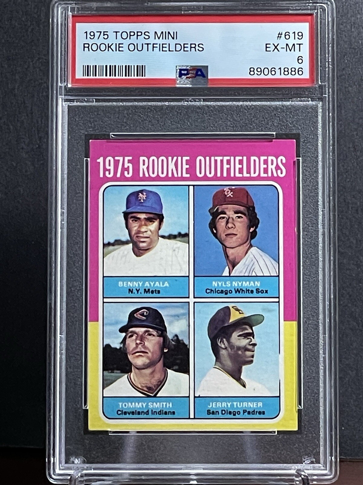 1975 Topps Mini #619 Rookie Outfielders VINTAGE PSA 6
