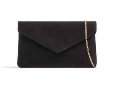 Womens Faux Suede Smart Envelope Clutch Bag Wedding Party Prom Evening Bag Purse