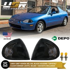 Depo Jdm-style Blackclear Corner Light Pair For 1993-1997 Honda Delsol Del Sol