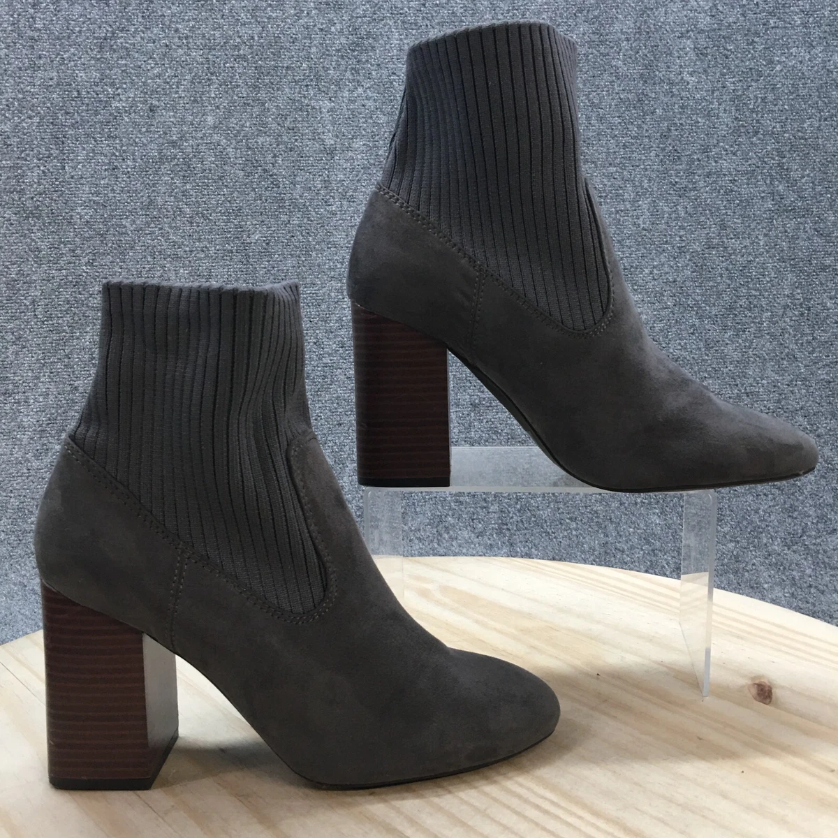 Grey high heel ankle boots top
