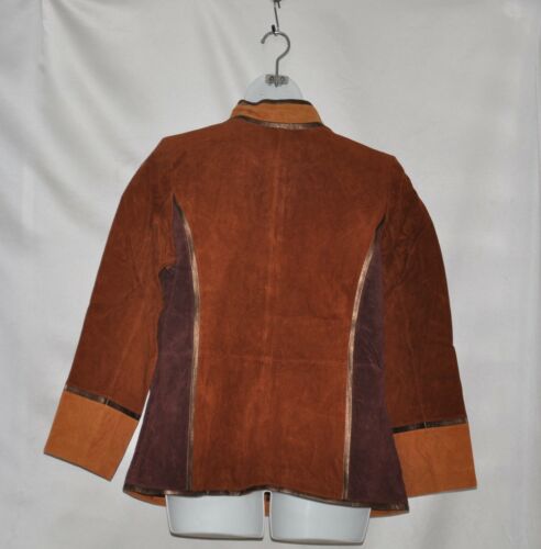 Linea by Louis Dell'Olio Patchwork Suede Jacket With Trim Size 1X Brown Combo - Picture 2 of 2