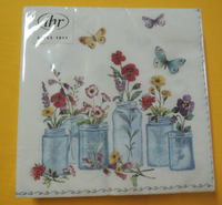 20 Servietten GläSer Sommer Blumen Schmetterlinge 1 Packung Motivservietten Ihr