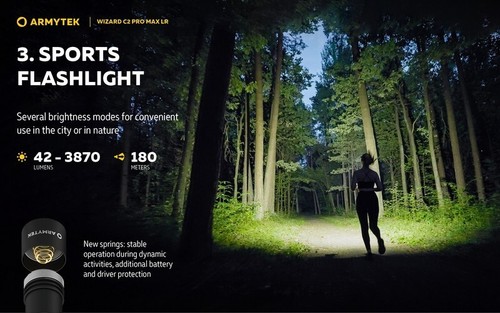 Lampe Frontale Armytek Wizard C2 PRO MAX LR WARM Magnet USB 3870 Lumens - Imagen 3 de 23