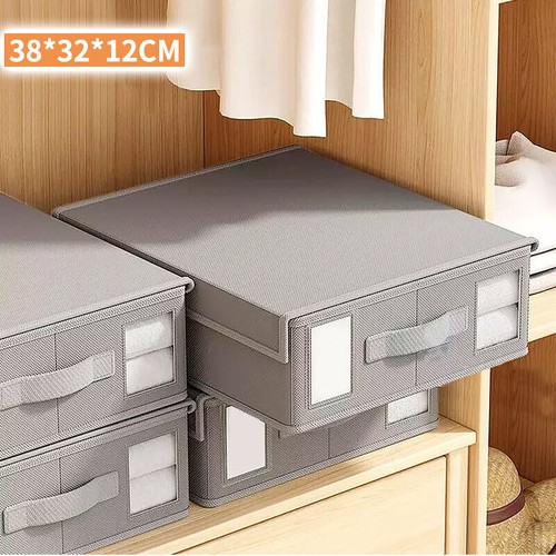 Foldable Bed Sheet Organiser Storage Box With Handle 2/4 Pack Cover Organizer - Picture 20 of 20