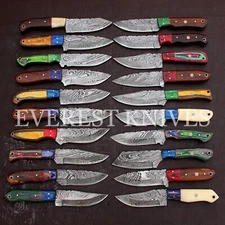LOT OF 20 CUSTOM HANDMADE DAMASCUS STEEL MIX HUNTING EDC SKINNER KNIFE 10