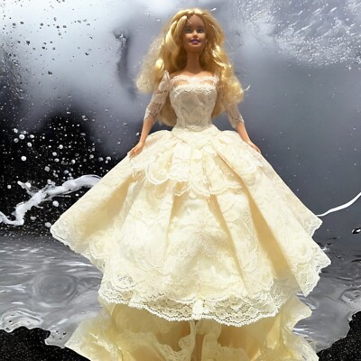 Princess Daisy Mae - Unique Handmade Ivory Beige Ball Gown for Dolls