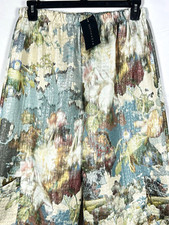 Bryn Walker Size Large Casbah Pants Pockets Blue Cream Print Crop Metallic NEW