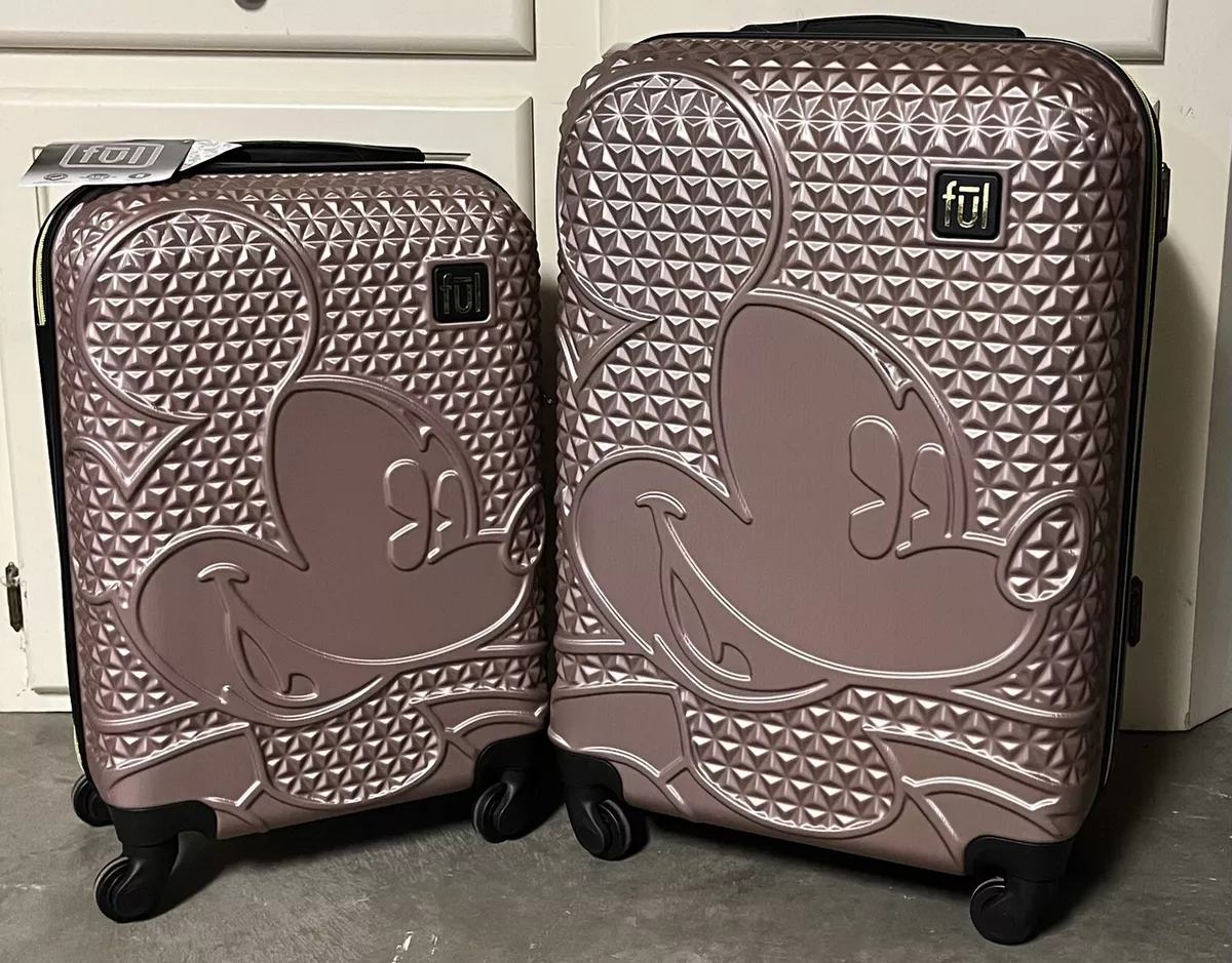 Ful Disney Textured Mickey Mouse Hard Sided 3 Piece Luggage Set - Rose Gold