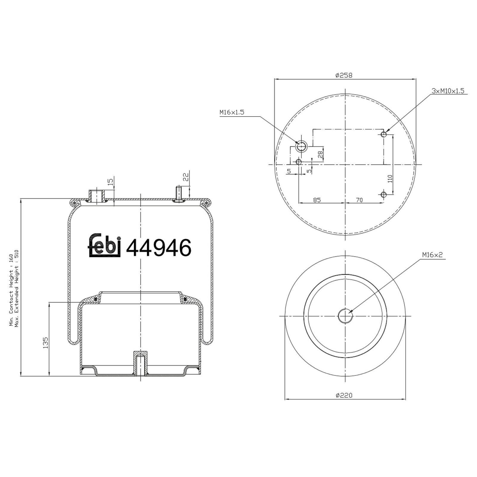 Febi Bilstein Air Bellows fits DAF - 44946 - OE Matching and Precision Fit