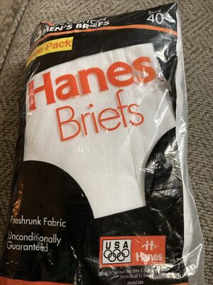 Vintage 1994 Hanes Men's Briefs 6-Pack Underwear New Cotton Size