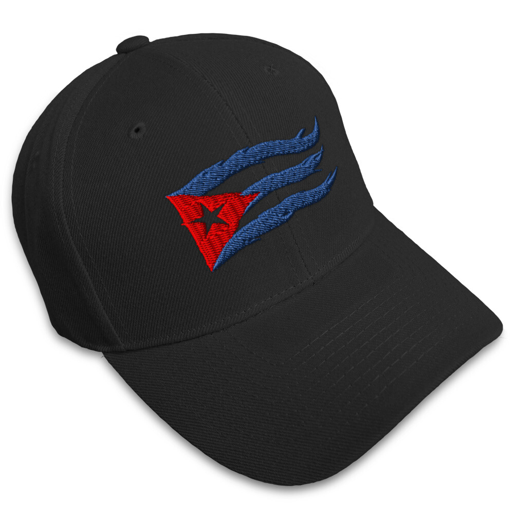 Cuban Flag Flame Embroidered Baseball Cap for Men and Women One Size Fits All