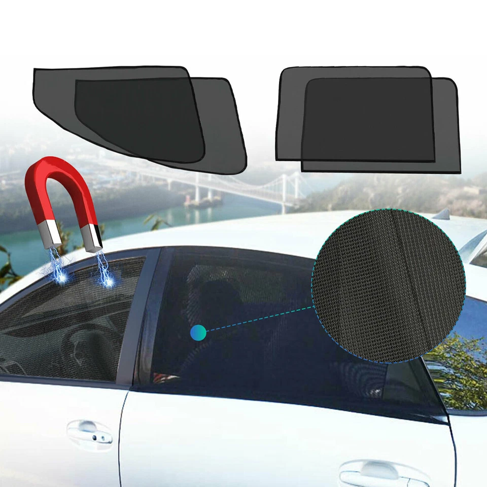 4x Capa protetora de malha para janela traseira frontal lateral de carro proteção UV magnética - Imagem 2 de 4