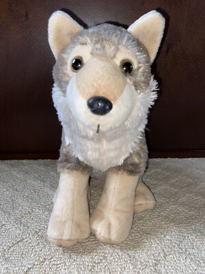 Wild Republic Sitting Wolf Dog Plush Stuffed Animal 12” EUC 10963